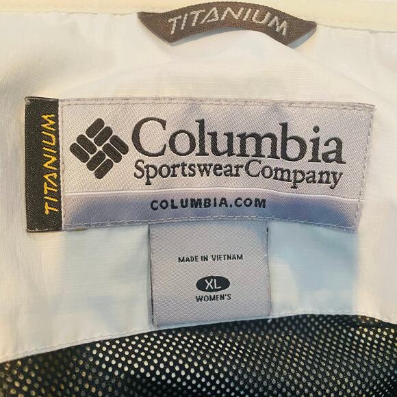 Columbia Full Zip Titanium Jacket Long Sleeve White Cream Hooded Sport Winter XL - Picture 6 of 6